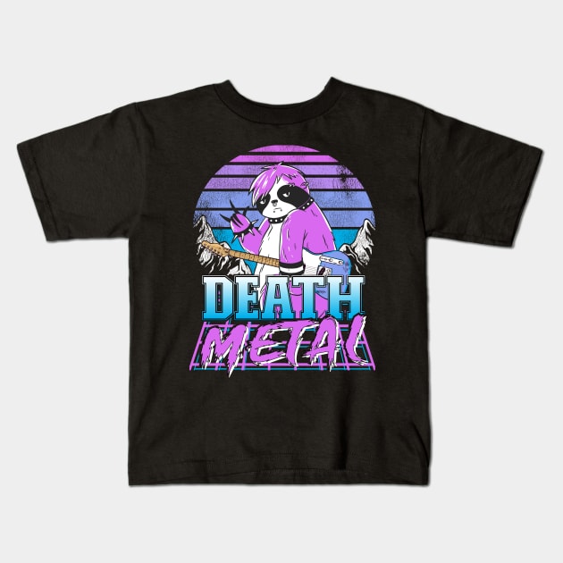 Retrowave Pastel Goth Sloth 80s Retro Death Metal Kids T-Shirt by Kuehni